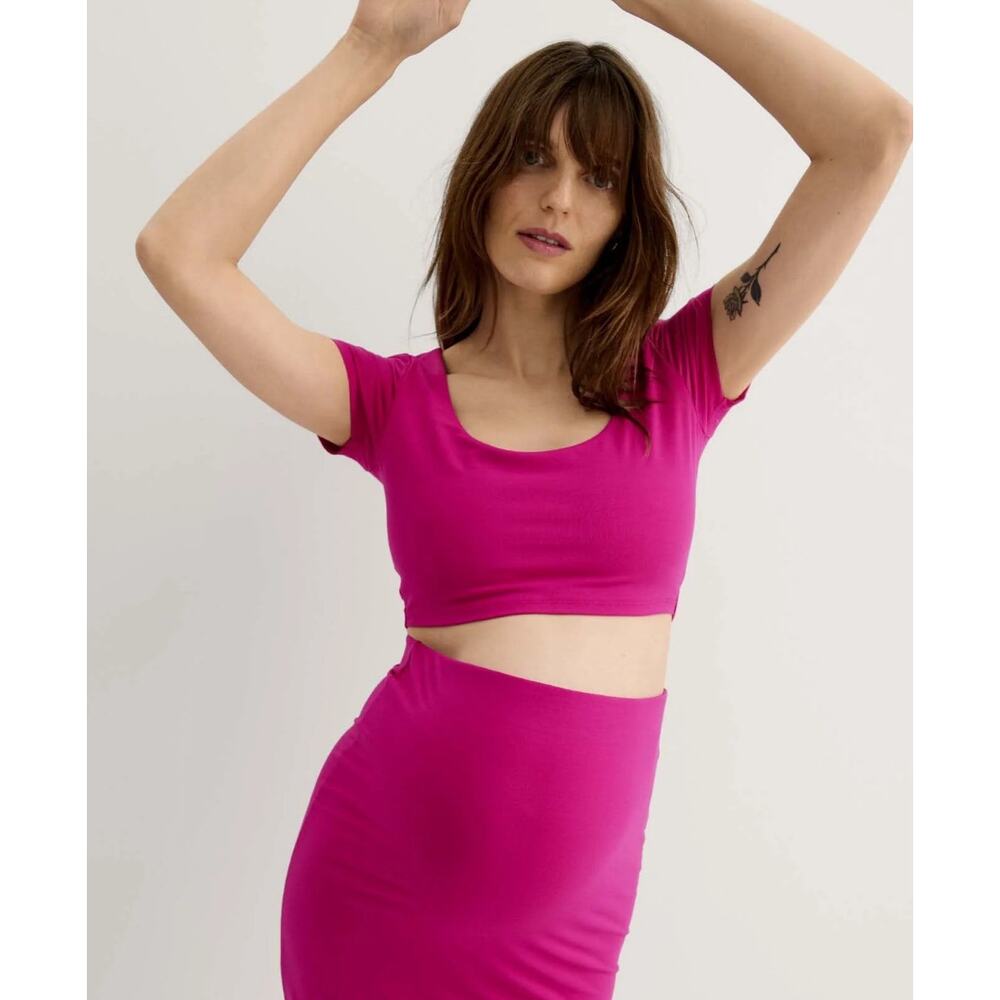 Hatch Short Sleeve Bamboo Cropped Tee XS